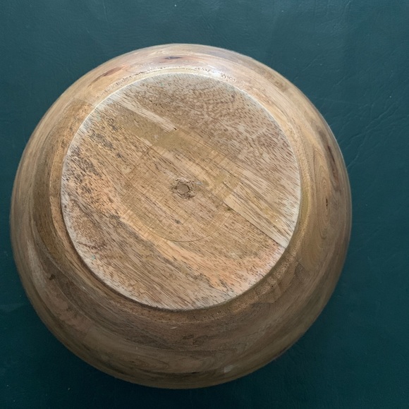 11 3/4” round bowl at top, 5” at bottom: Wood & Enamel - Picture 5 of 5